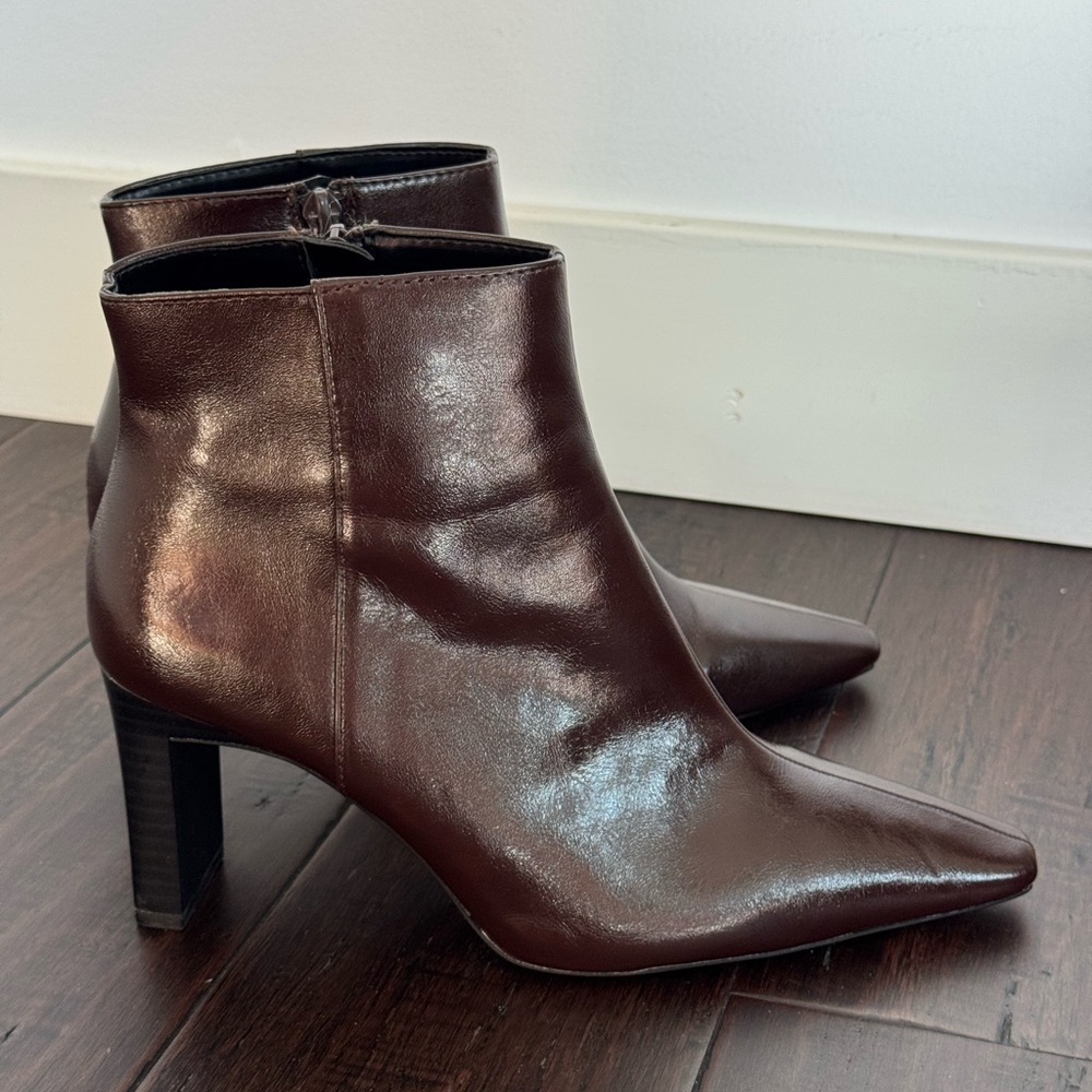 Mango Rich Brown Leather Heeled Boots - Picture 9 of 12
